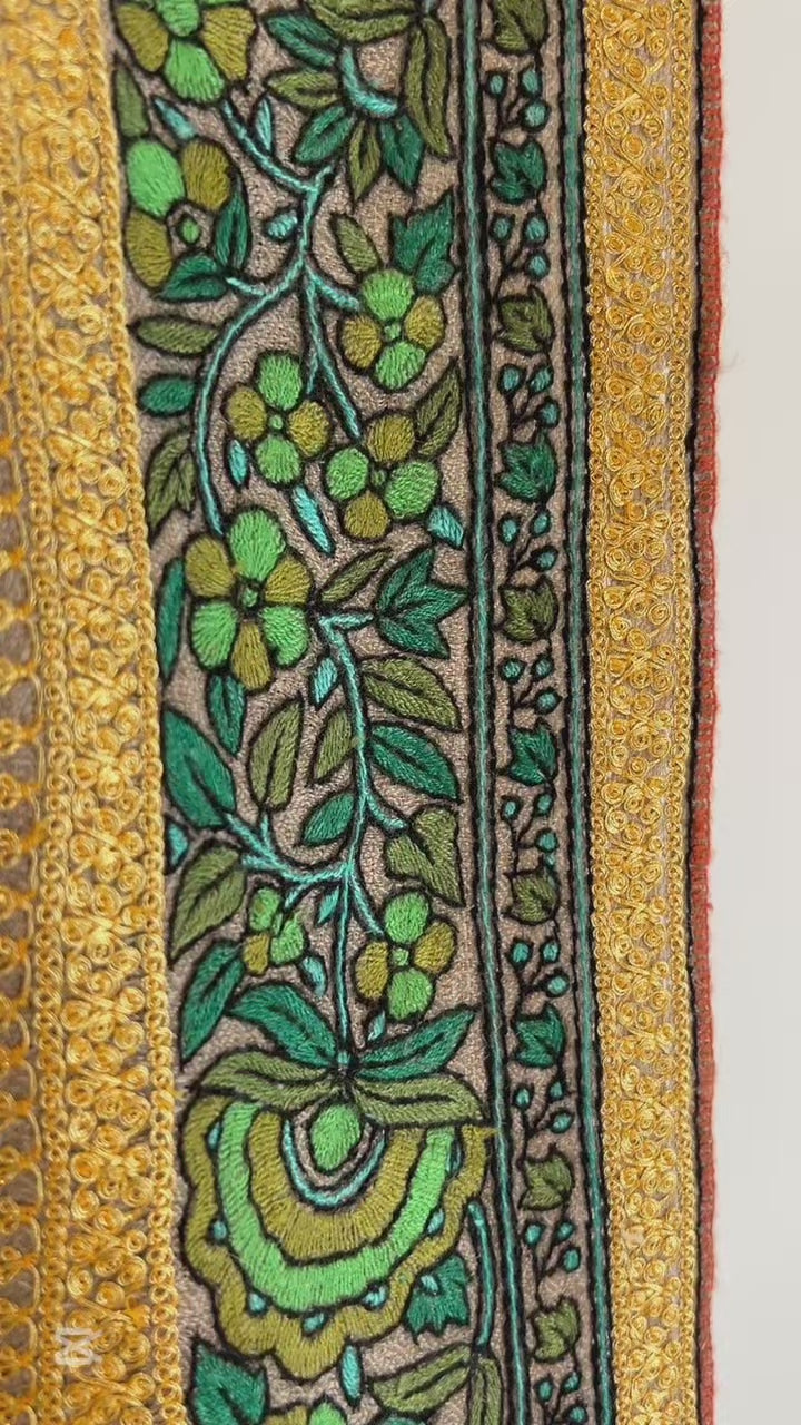 Exquisite hand embroidery on Kashmiri shawl