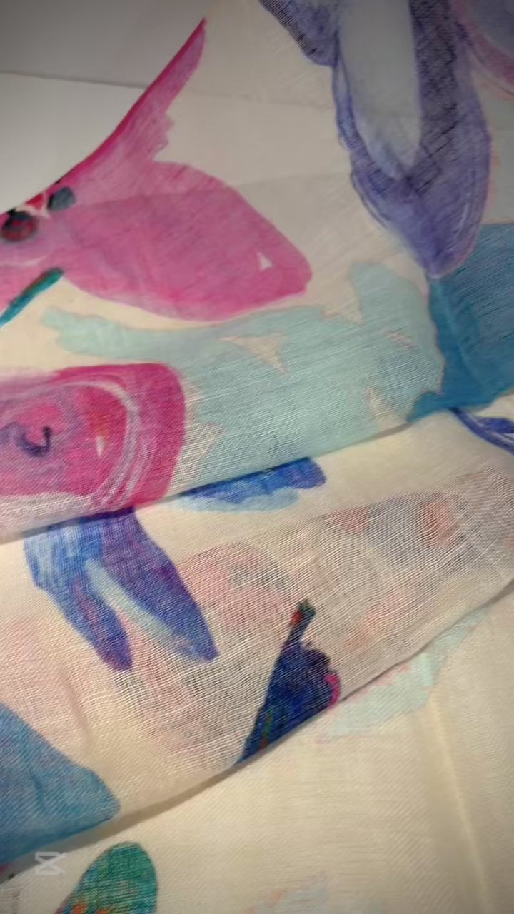 Linen scarf in pastel shades