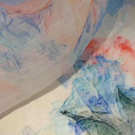 Pastel colours in linen scarf