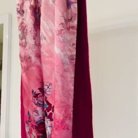 Luxurious cashmere silk scarf with elegant drape and soft texture