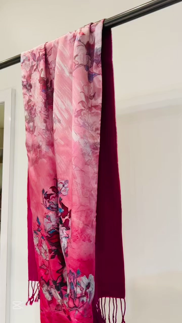 Luxurious cashmere silk scarf with elegant drape and soft texture