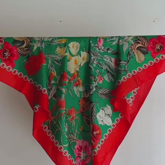 Silk scarf square showing elegant drape and versatile styling