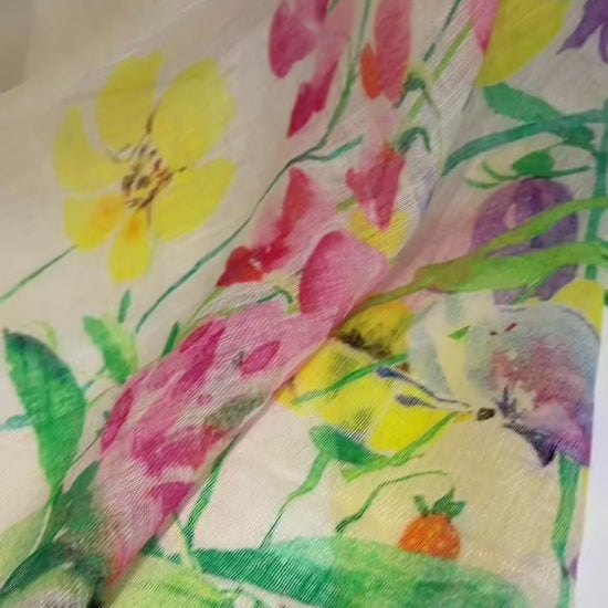 Linen floral scarf