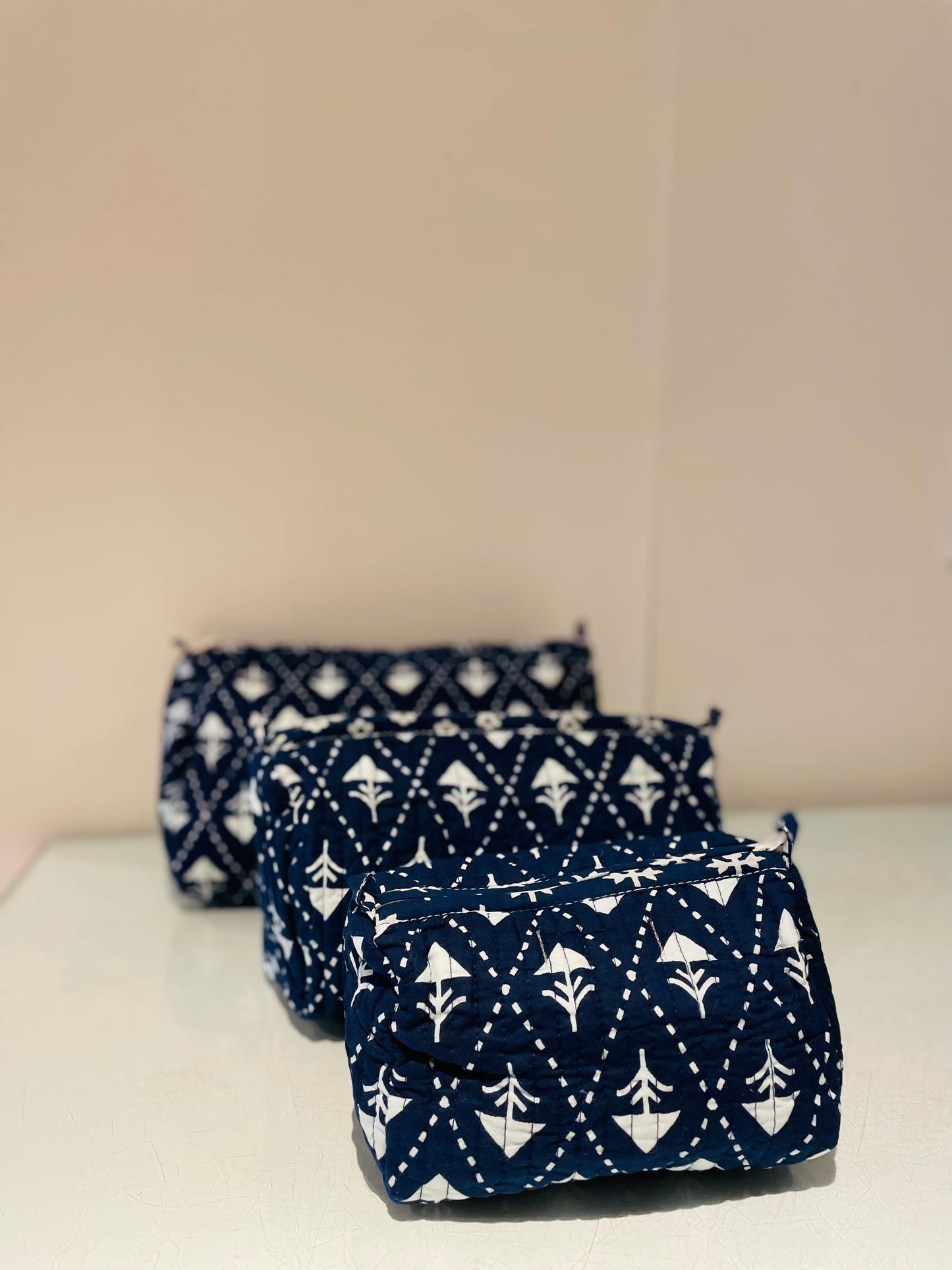 Hand Blocked Cotton Pouch Set