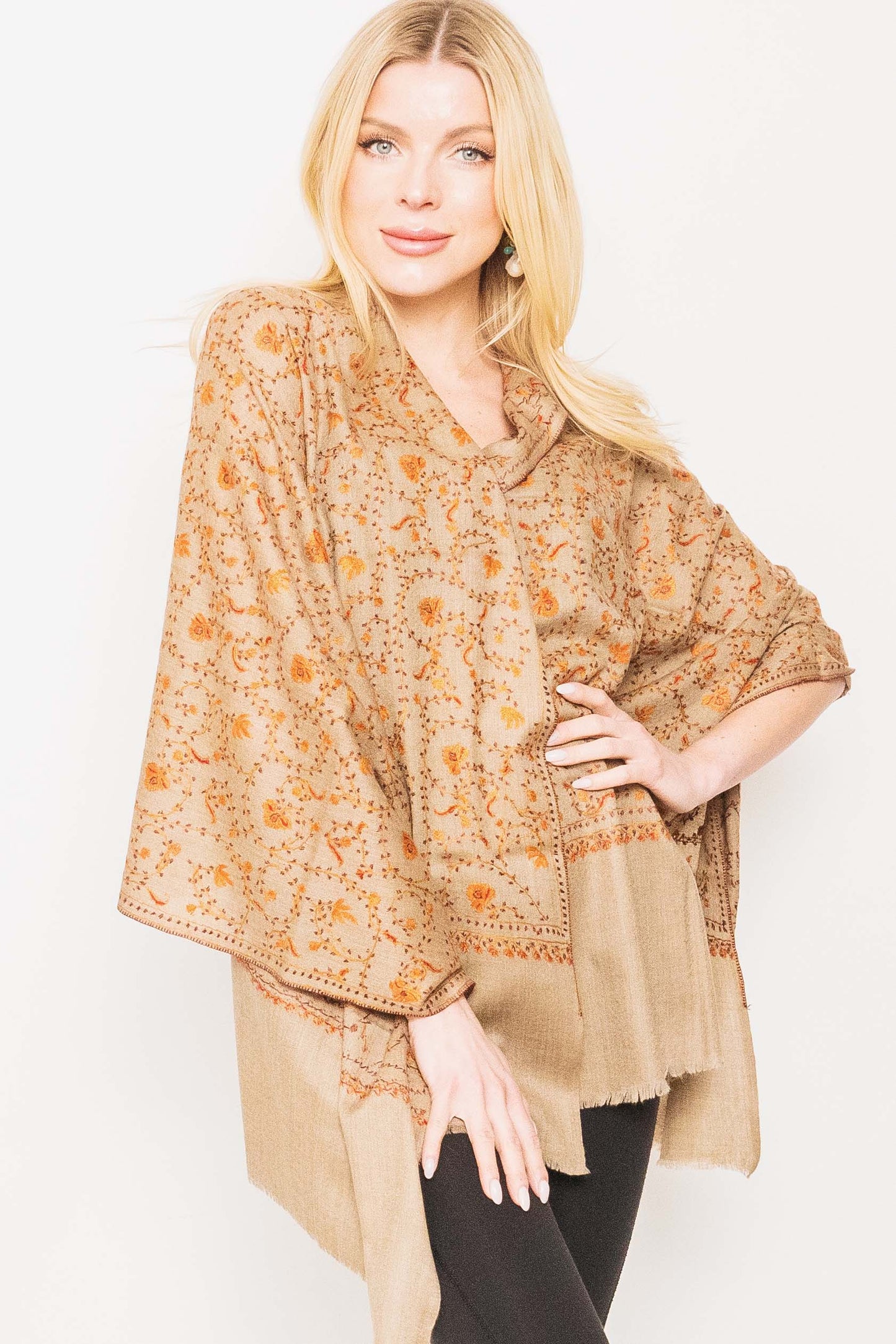 Kashmiri Shawl With All Over Embroidery
