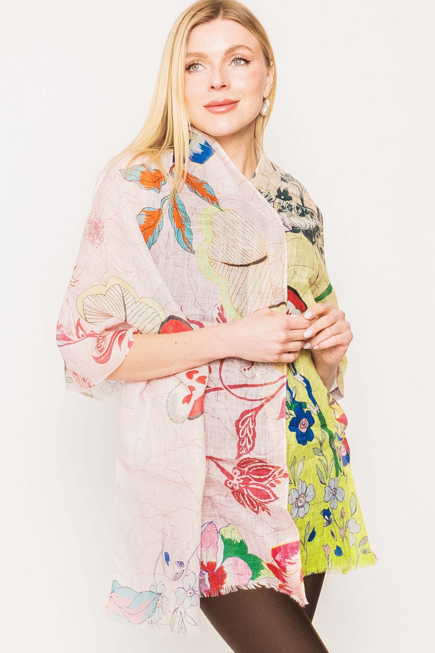 Linen Printed Scarf.      April Sale 25% Off ....At Checkout Use Code April25