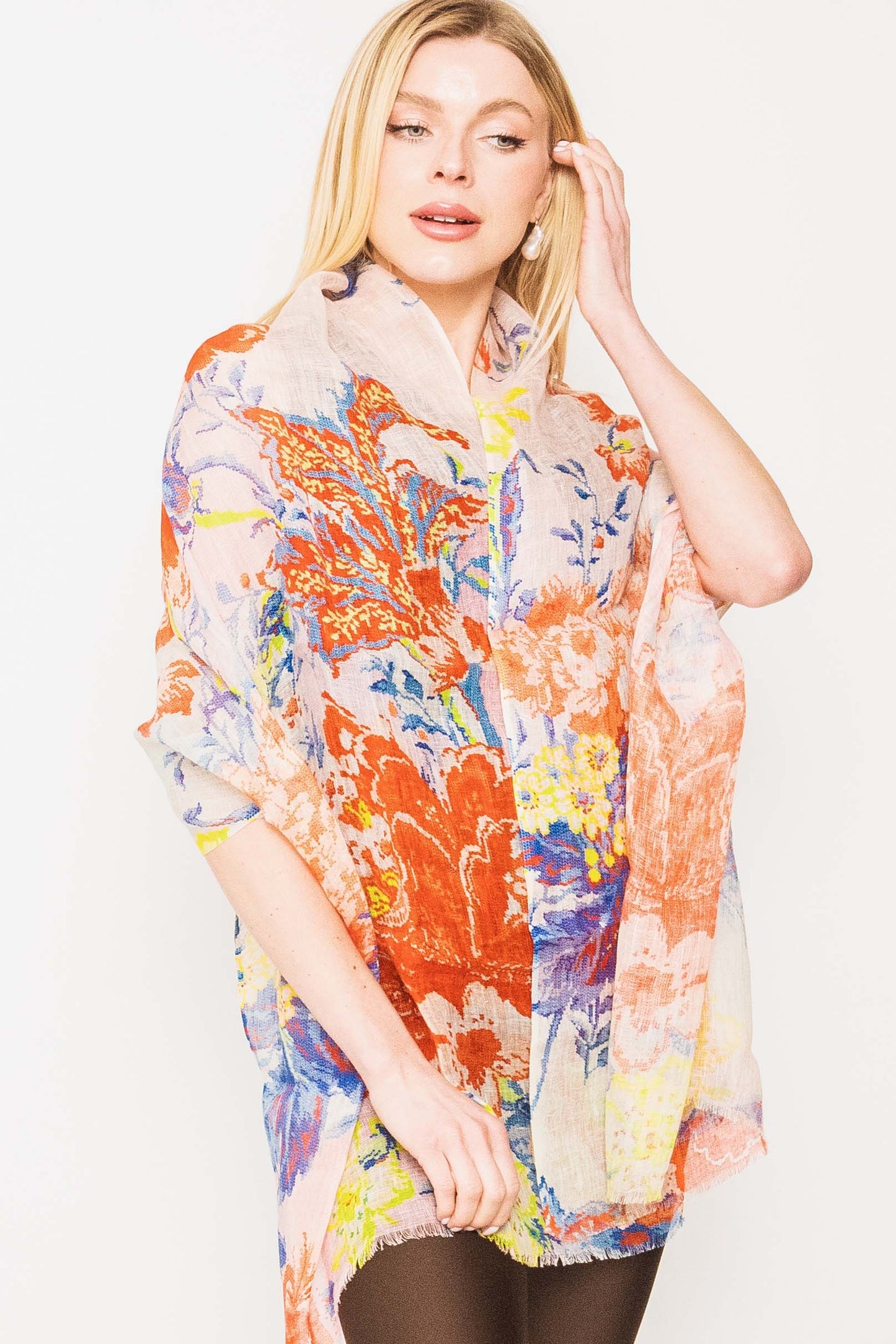Linen Printed Scarf.      April Sale 25% Off ....At Checkout Use Code April25