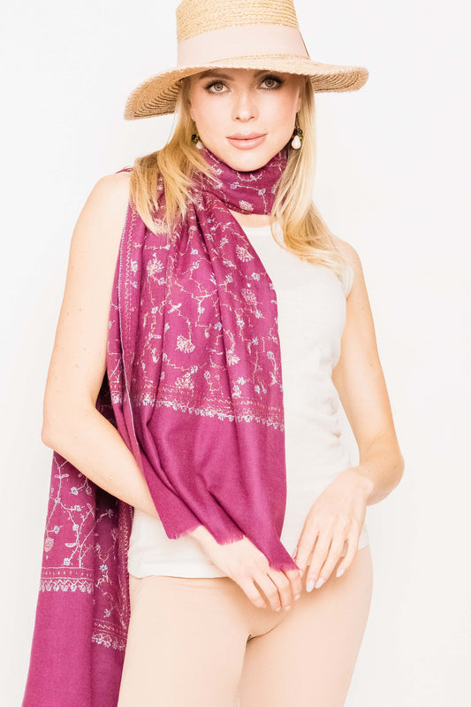 Kashmiri Shawl With All Over Embroidery.    April Sale 25% Off ....At Checkout Use Code April25