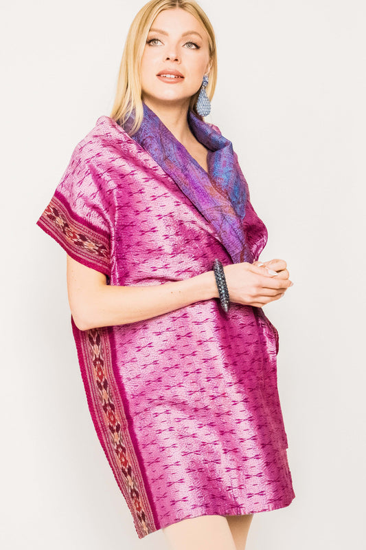 Hand Stitched Kantha Silk Scarf