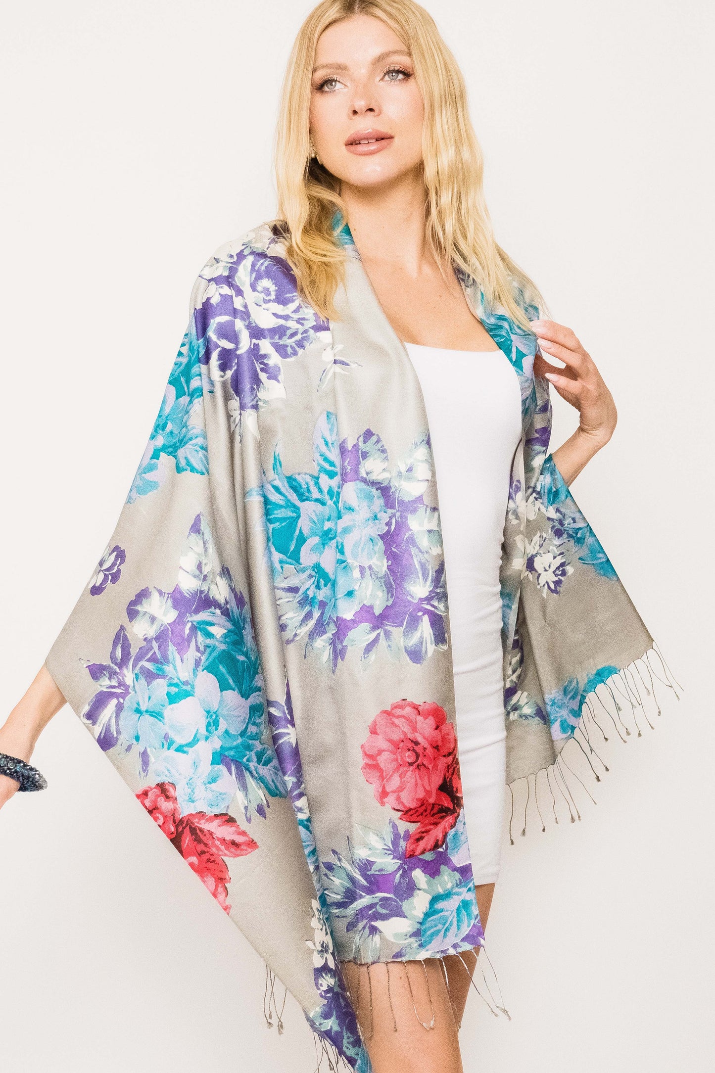 Multi Floral Silk Scarf