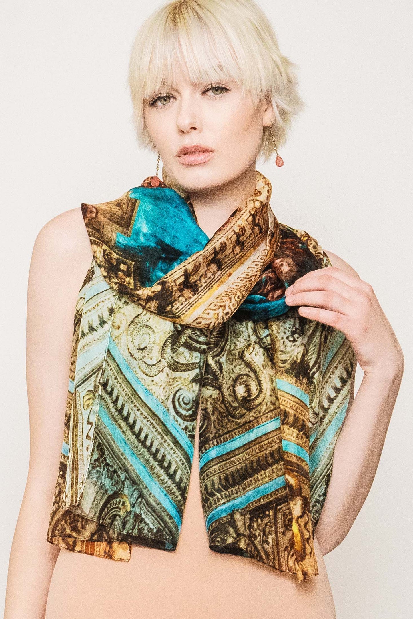 Colourful Printed Silk Scarf