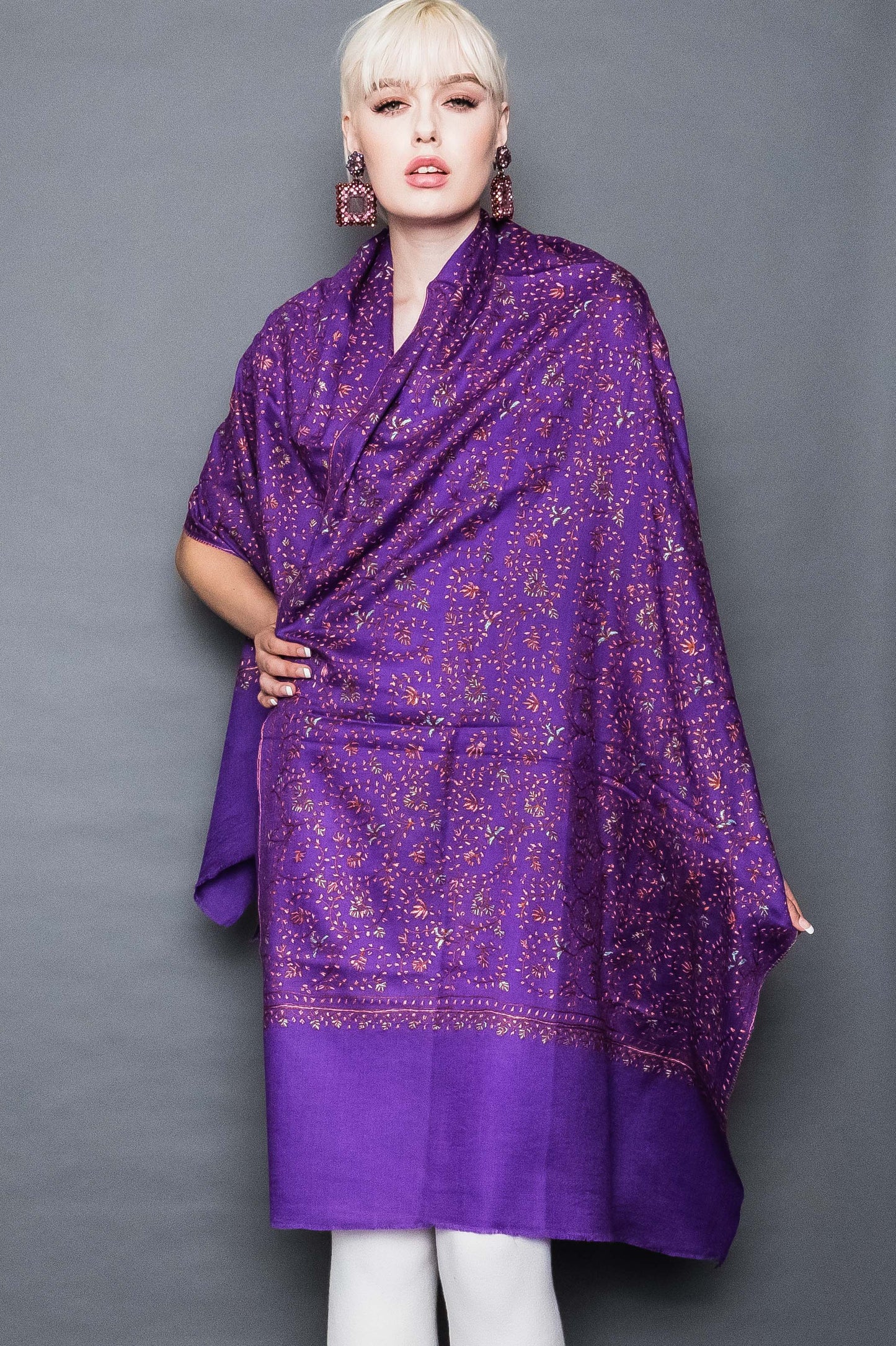 Kashmiri Shawl With All Over Embroidery