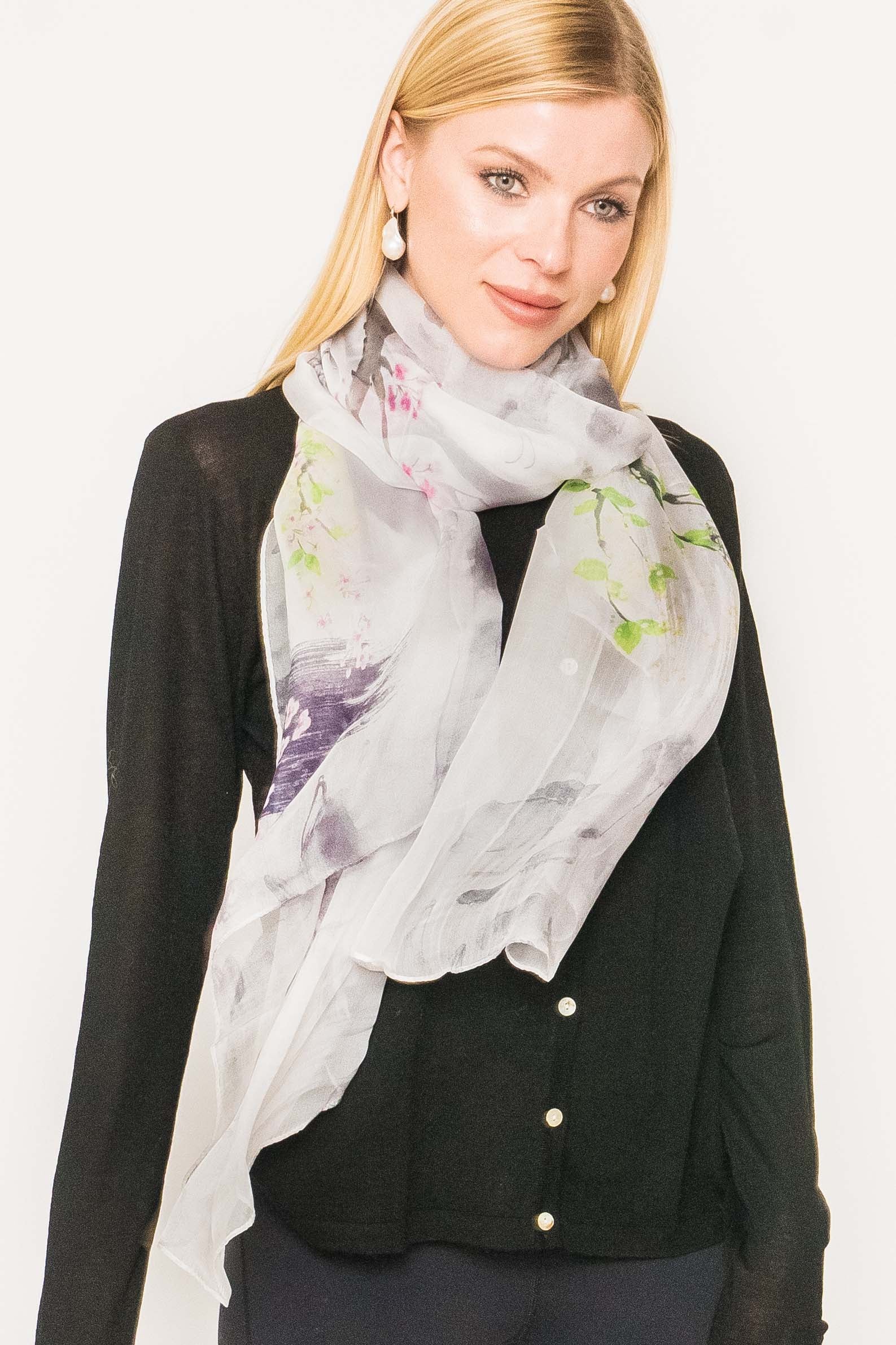 Chiffon Scarfs Women Lightweight Print Floral Pattern Scarf - Temu Canada