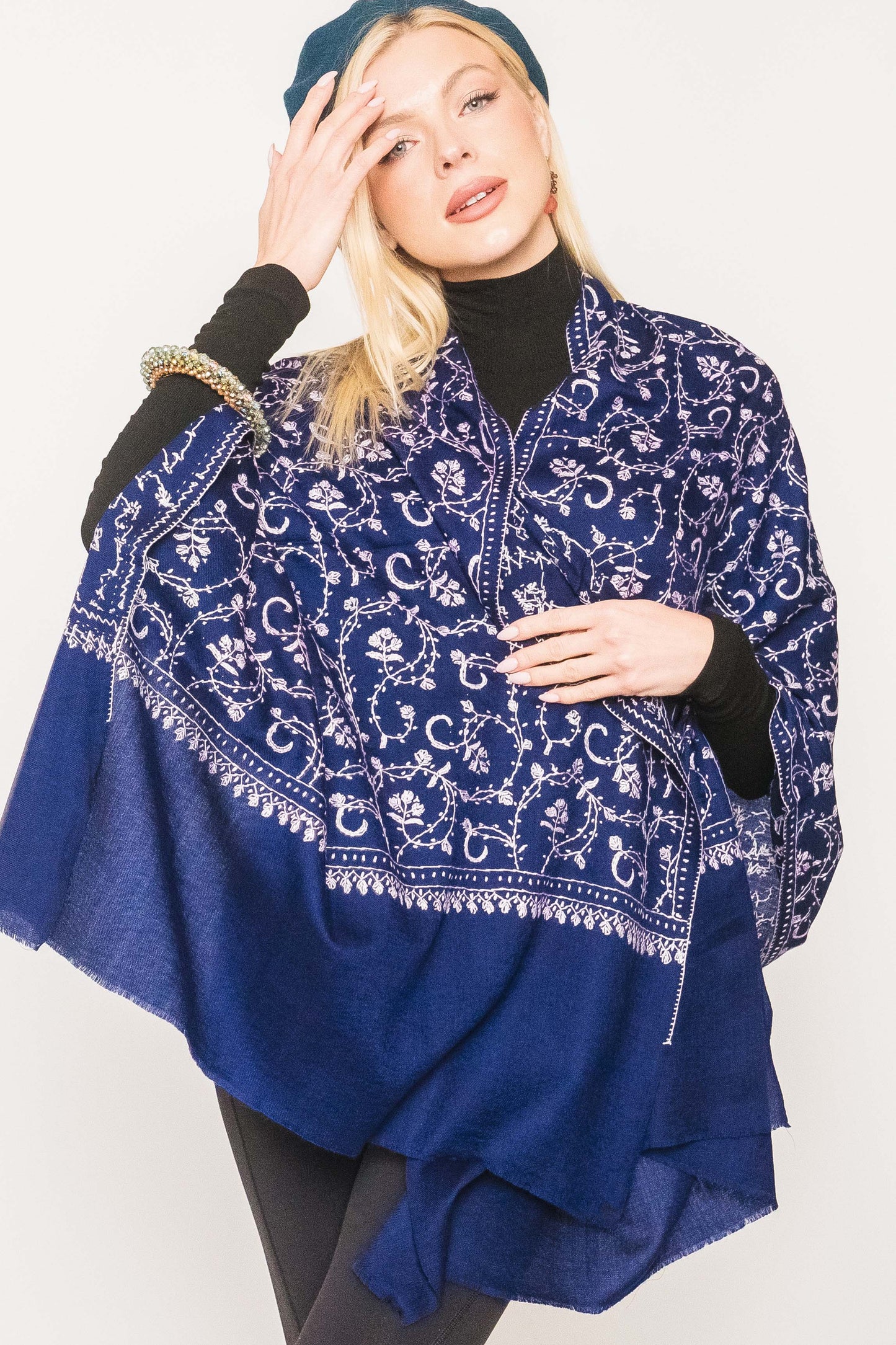 Kashmiri Shawl With All Over Embroidery