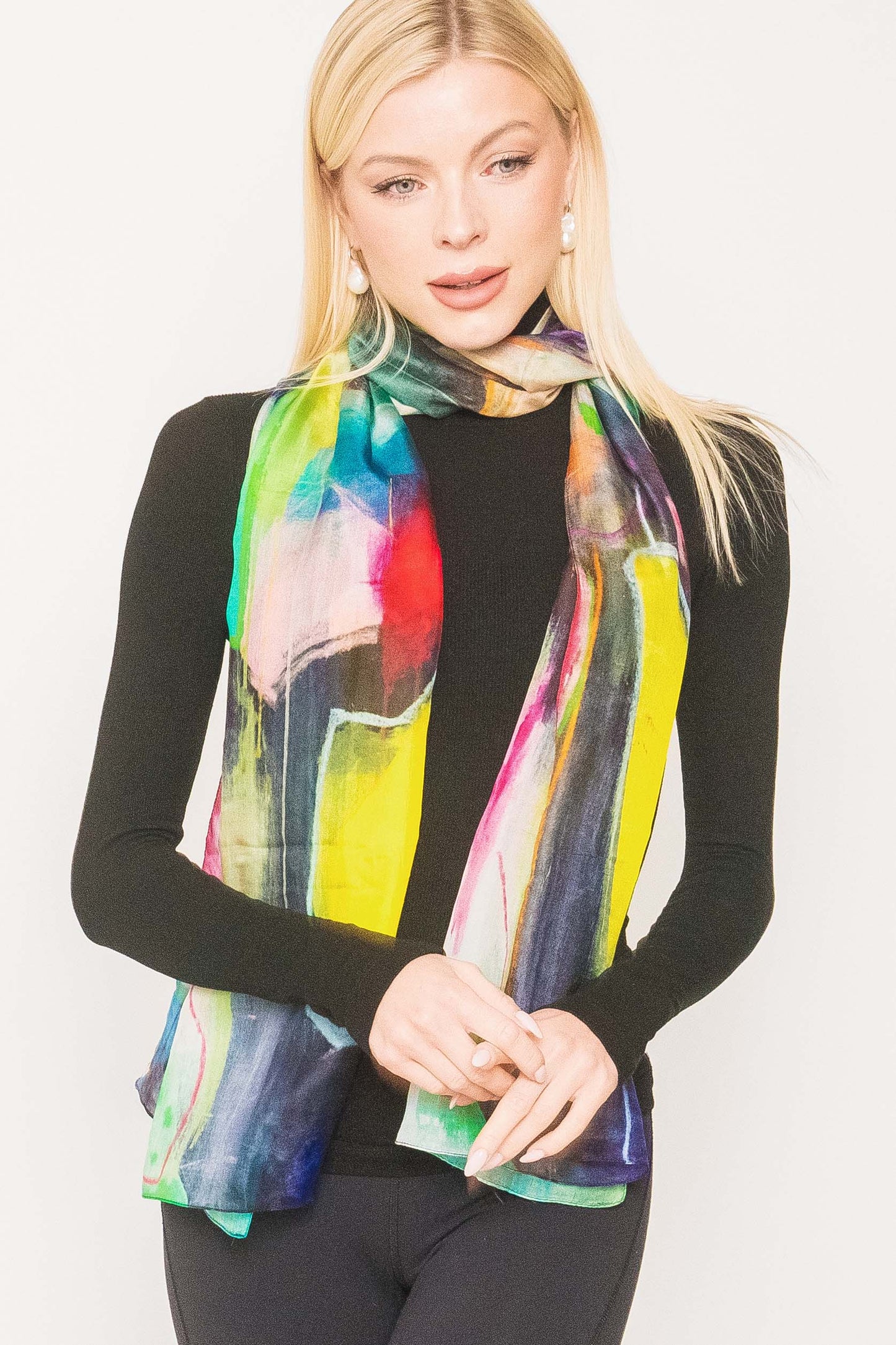 Colourful Printed Silk Scarf