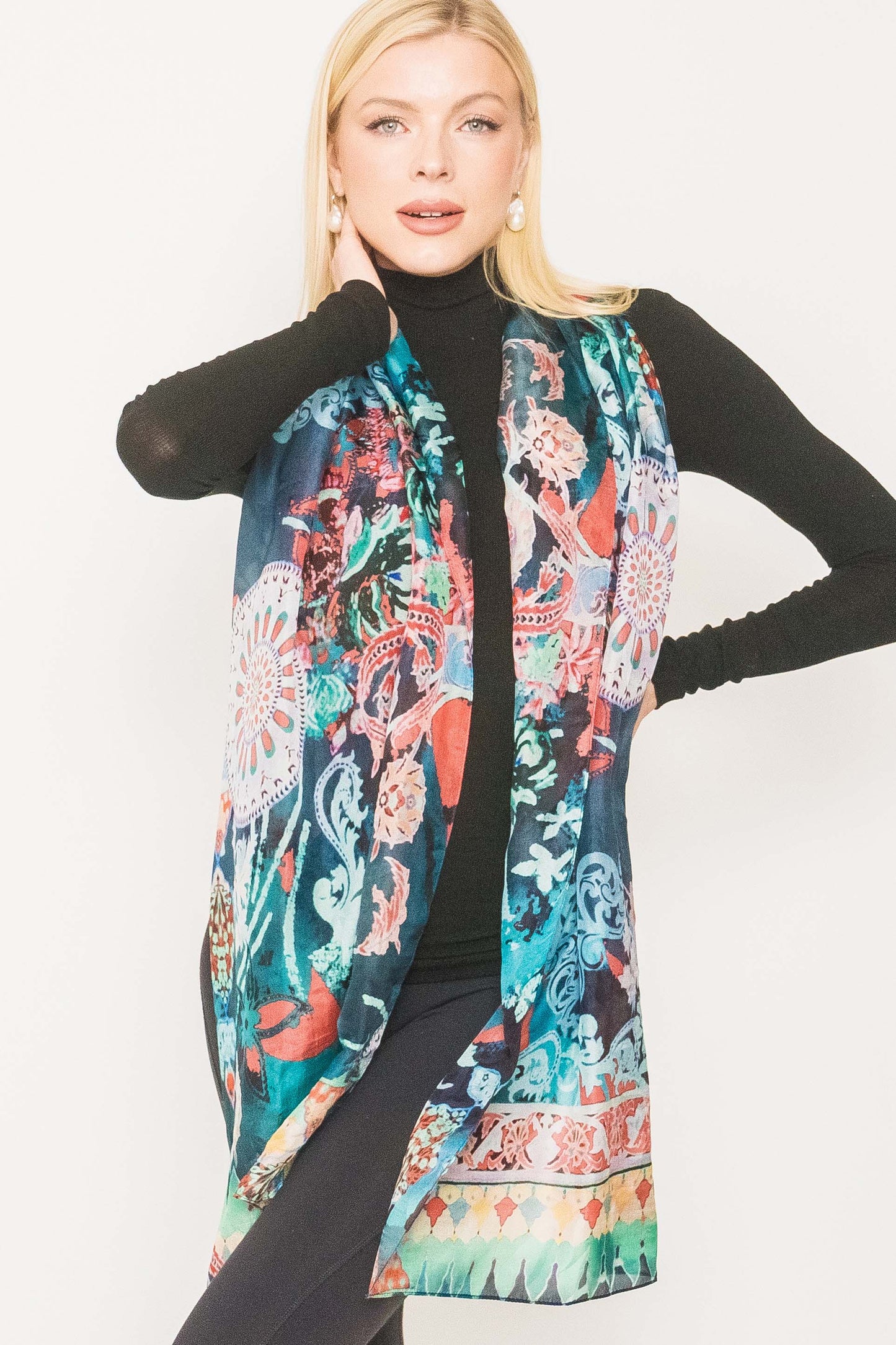 Colourful Printed Silk Scarf