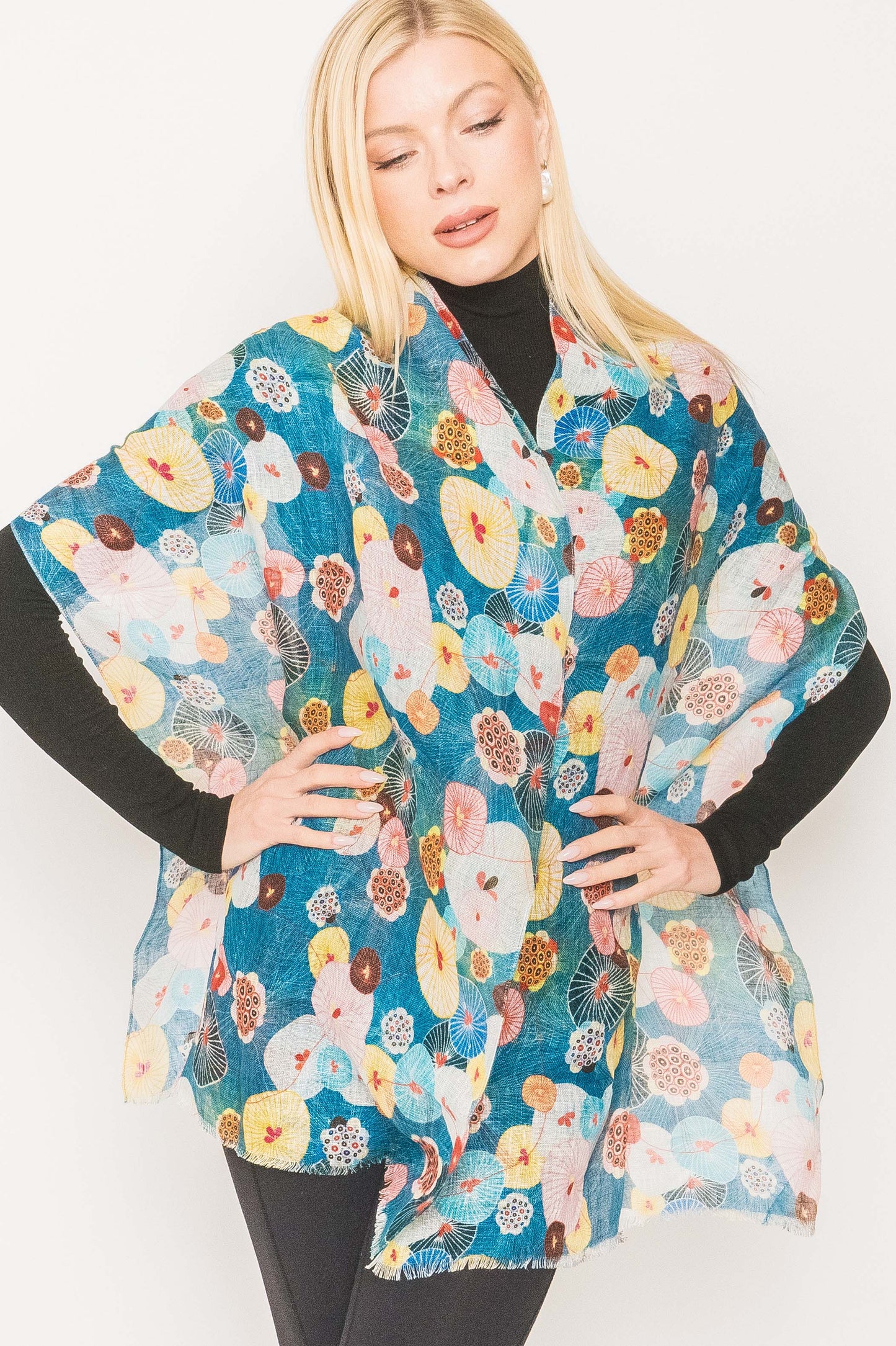 Linen Printed Scarf.      April Sale 25% Off ....At Checkout Use Code April25