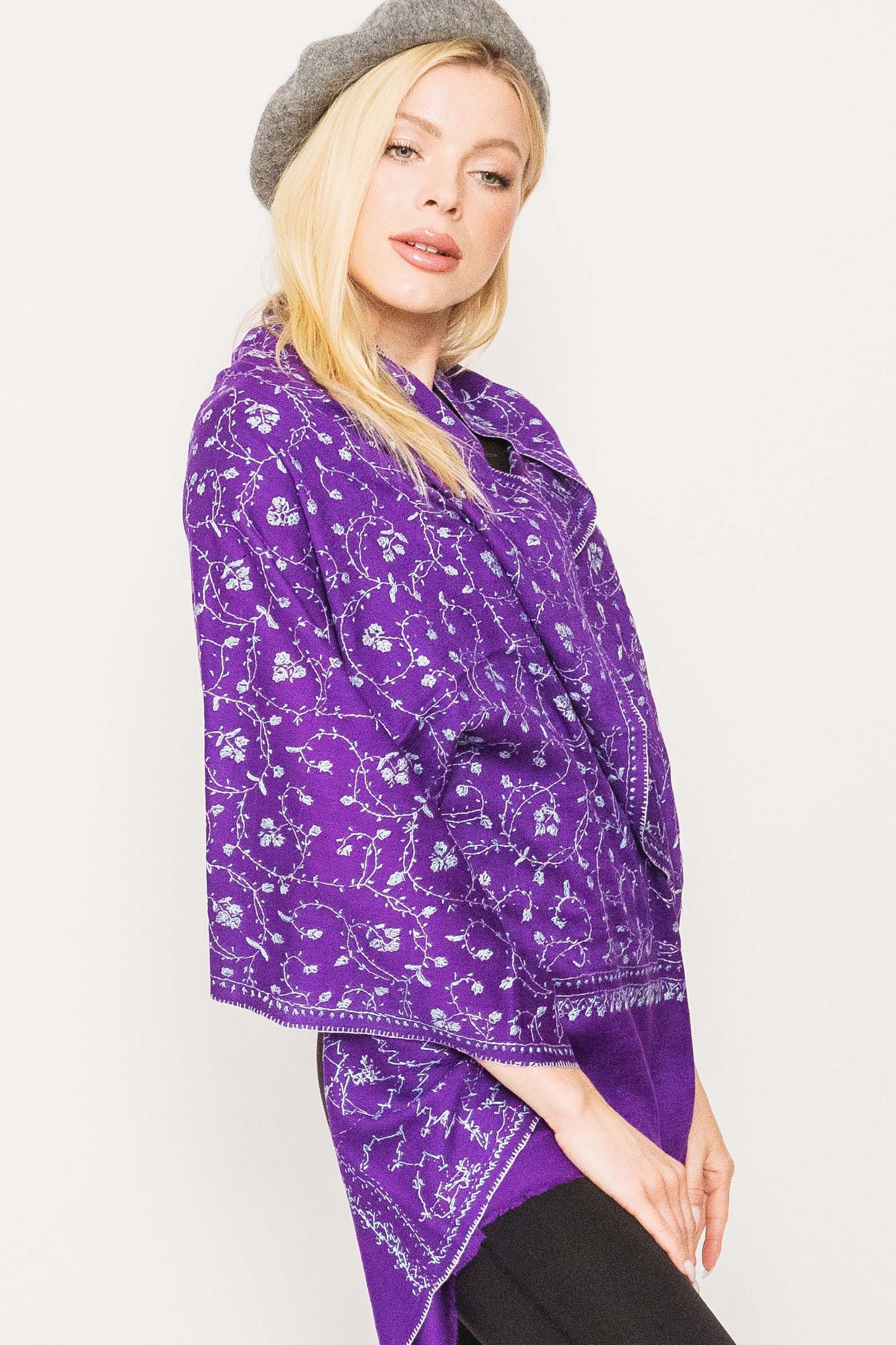 Kashmiri Shawl With All Over Embroidery