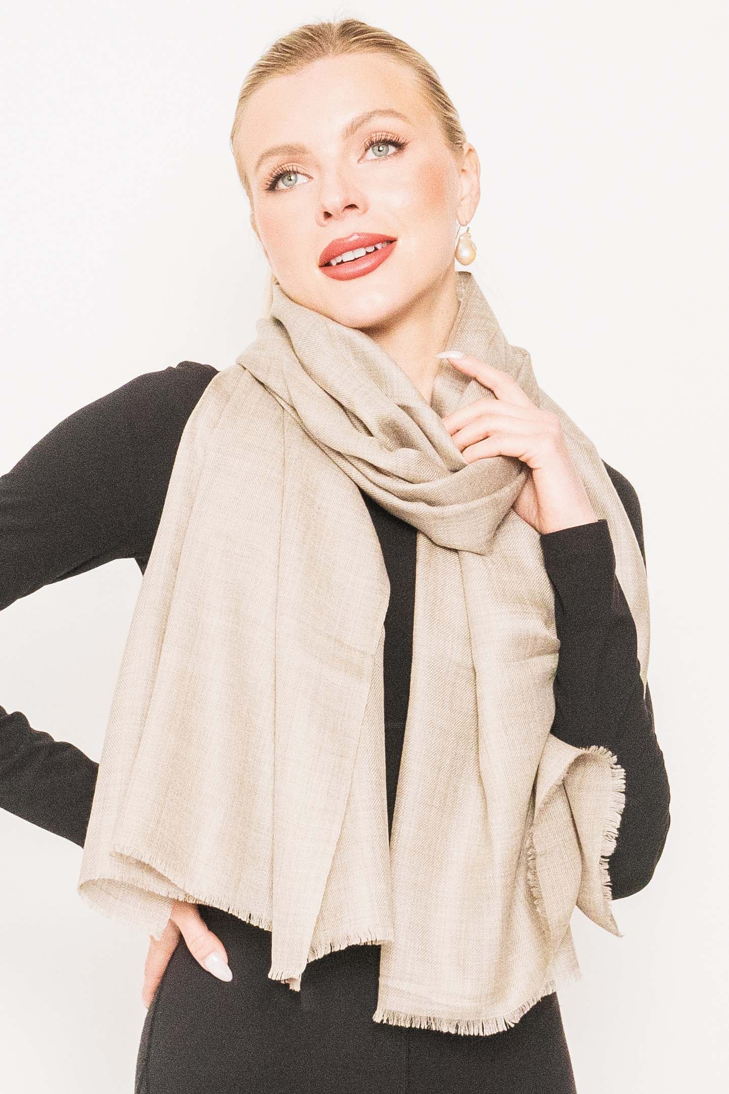 Cream cashmere shawl top
