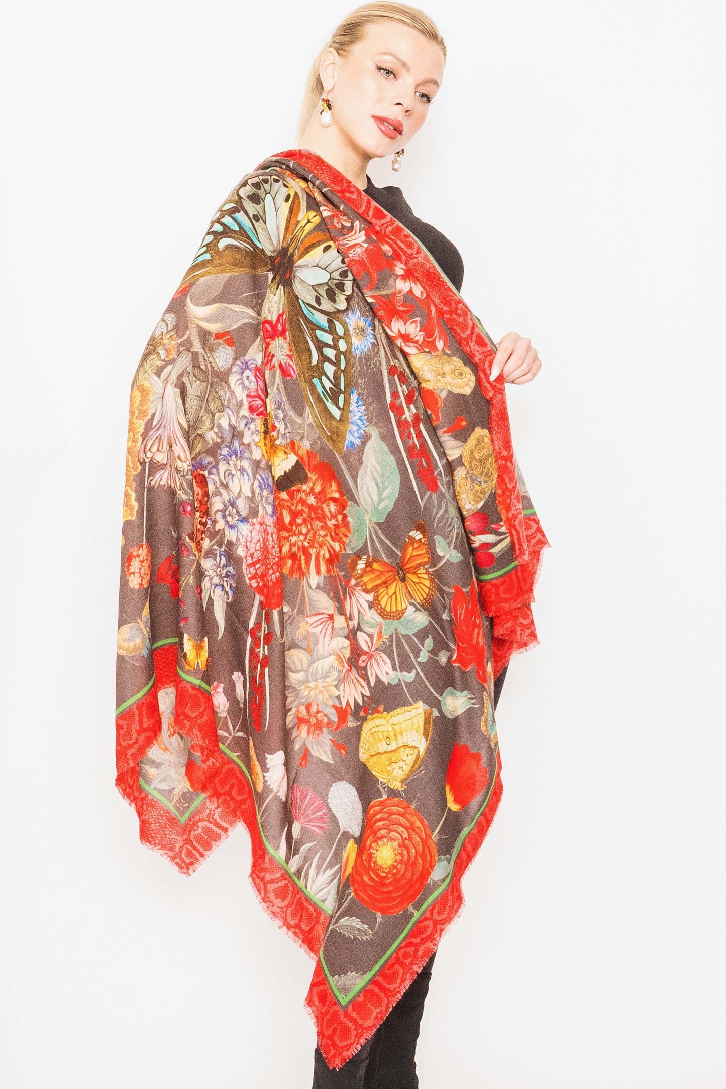 Oversized Printed Wool Scarf