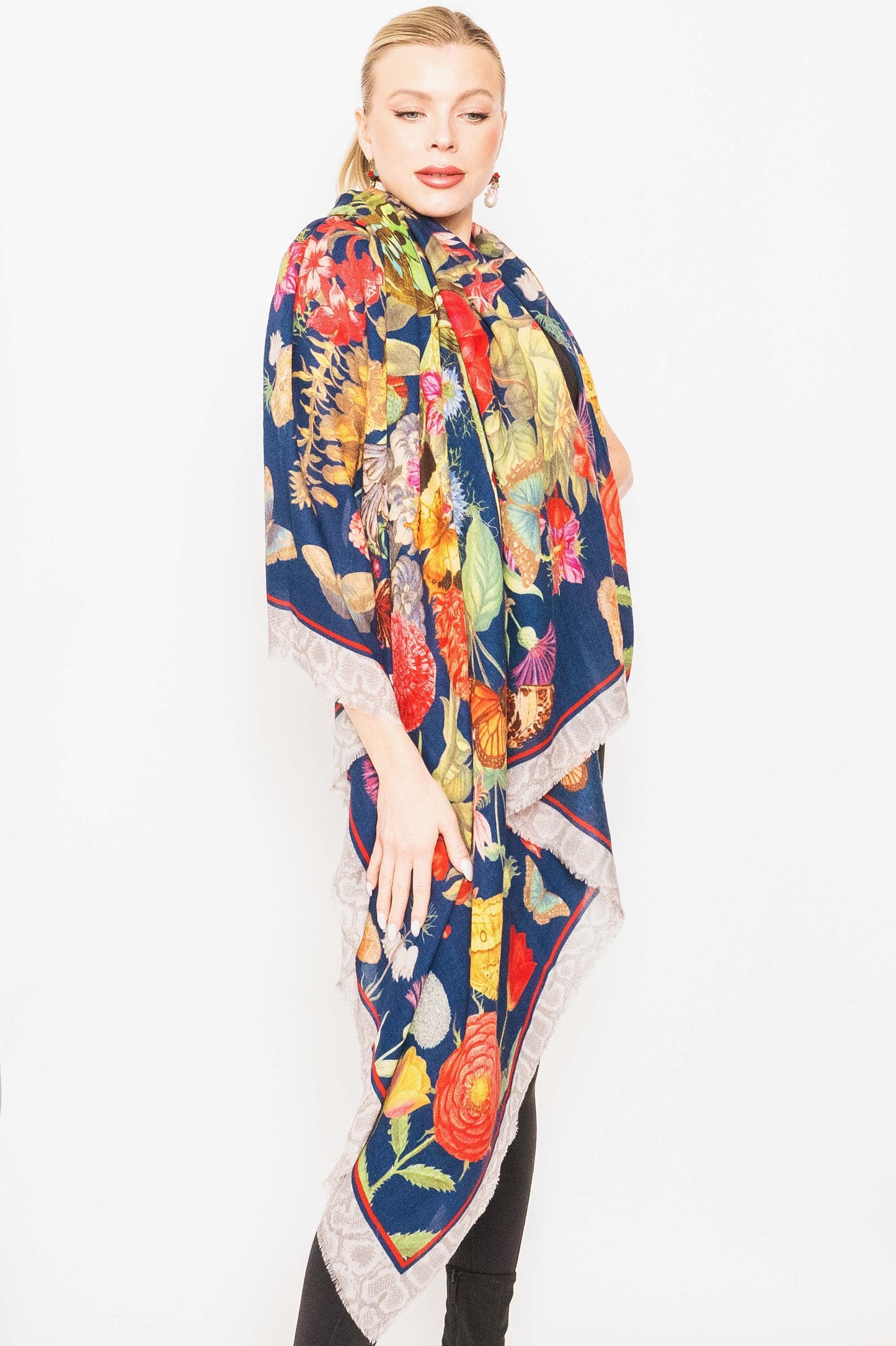 Oversized Printed Wool Scarf